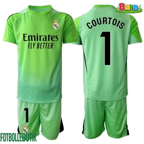 Real Madrid Thibaut Courtois #1 Målvakt Bortaställ Barn 2025-26 Kortärmad (+ Korta byxor)